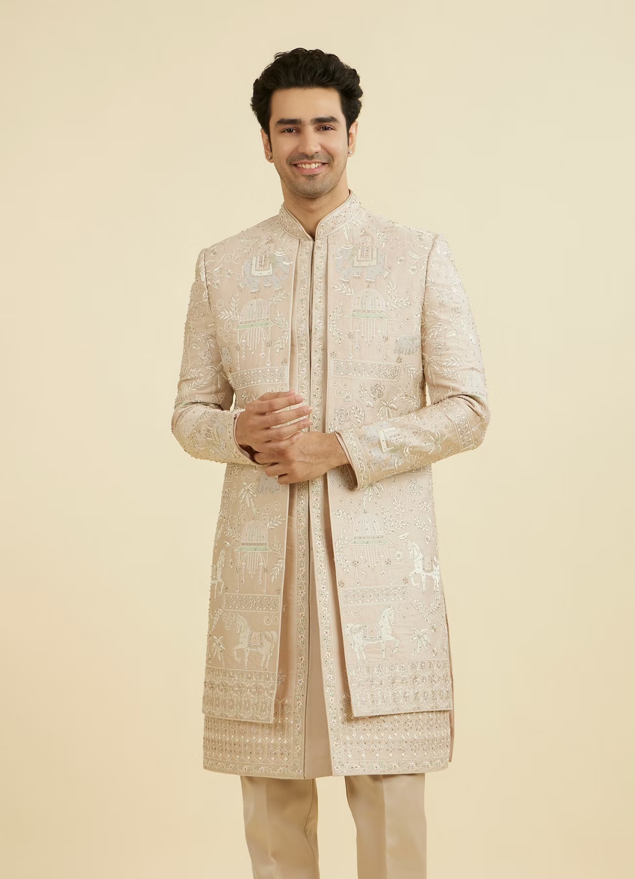 Buy latest and trending groom wedding sherwanis custom made for your special day, hand embellished sherwanis with turban shoes shawl UK USA Canada Dubai Australia